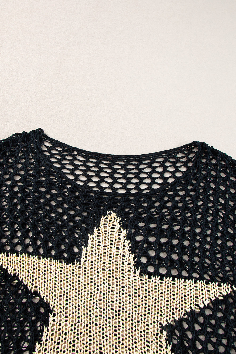Black Star Graphic Crochet Knitted Summer Sweater Top