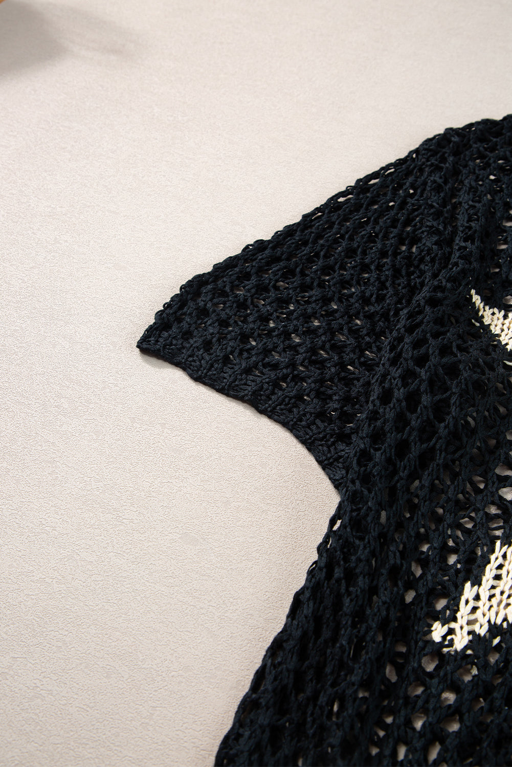 Black Star Graphic Crochet Knitted Summer Sweater Top