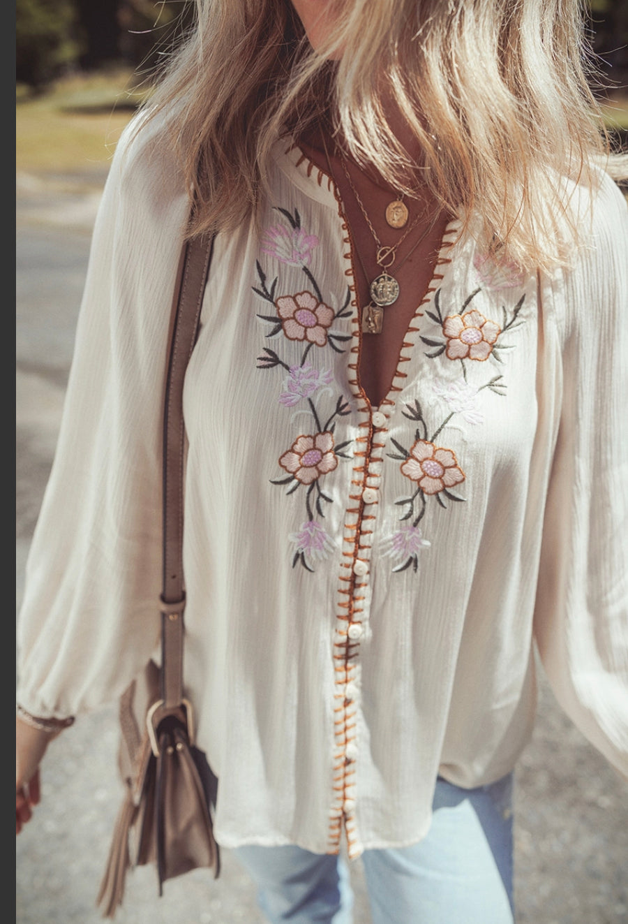 Floral Embroidery Blouse