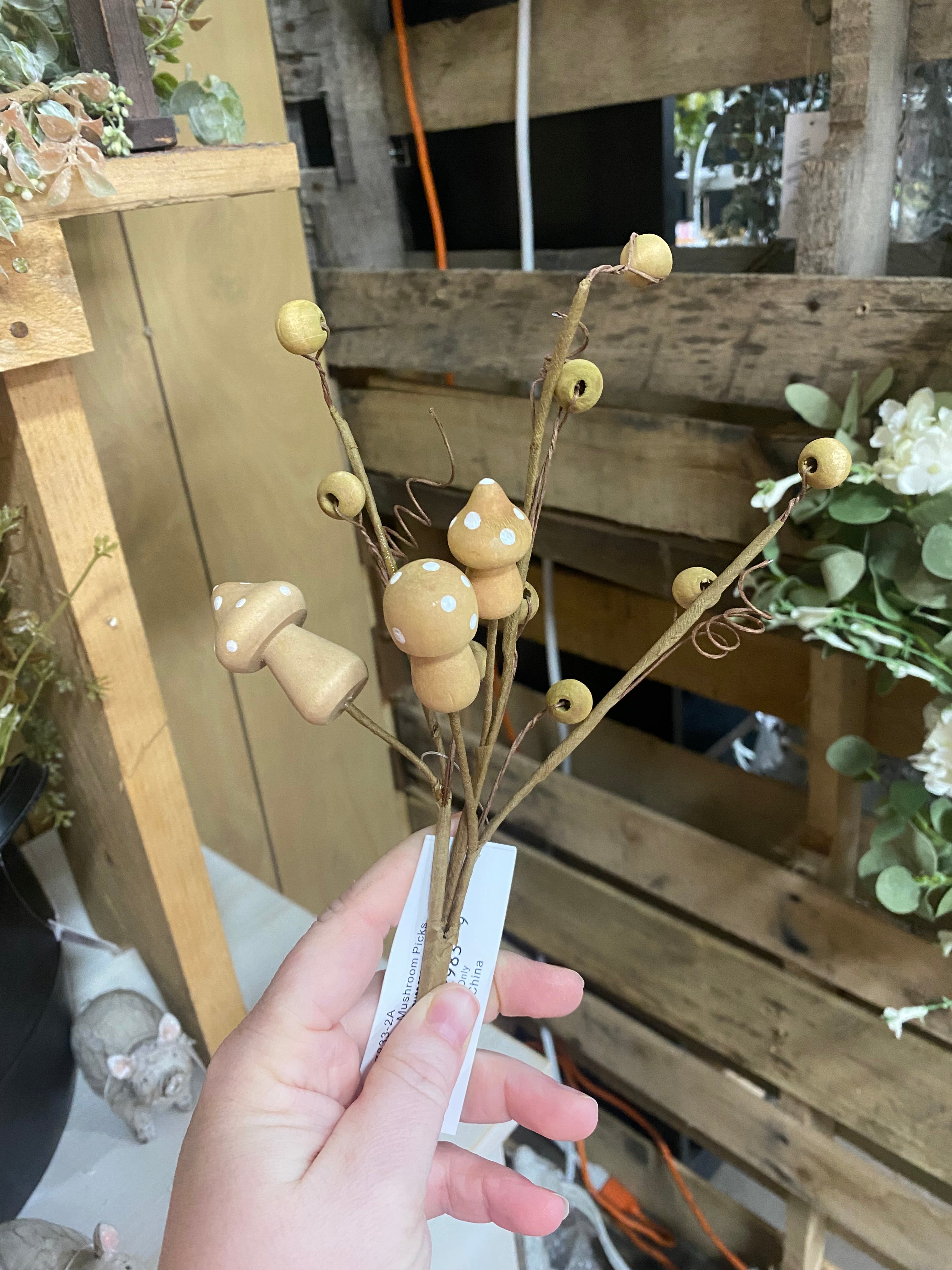 Wooden Mushroom Sprig