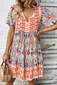 Bohemian Orange Dress