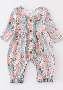 Green Floral Romper Baby