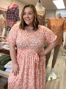 Peach Floral Dress