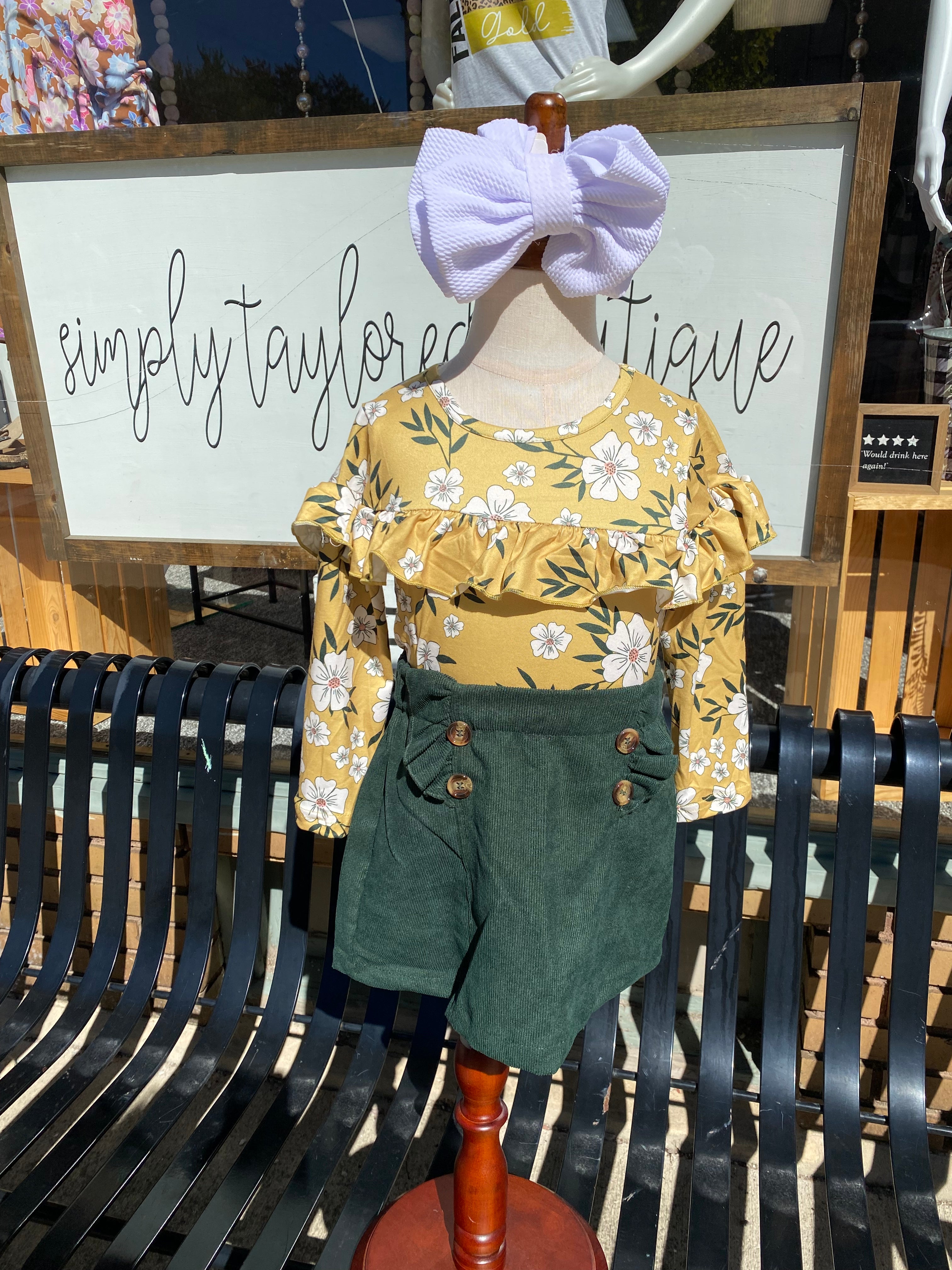 Mustard Floral Print Skirt Set