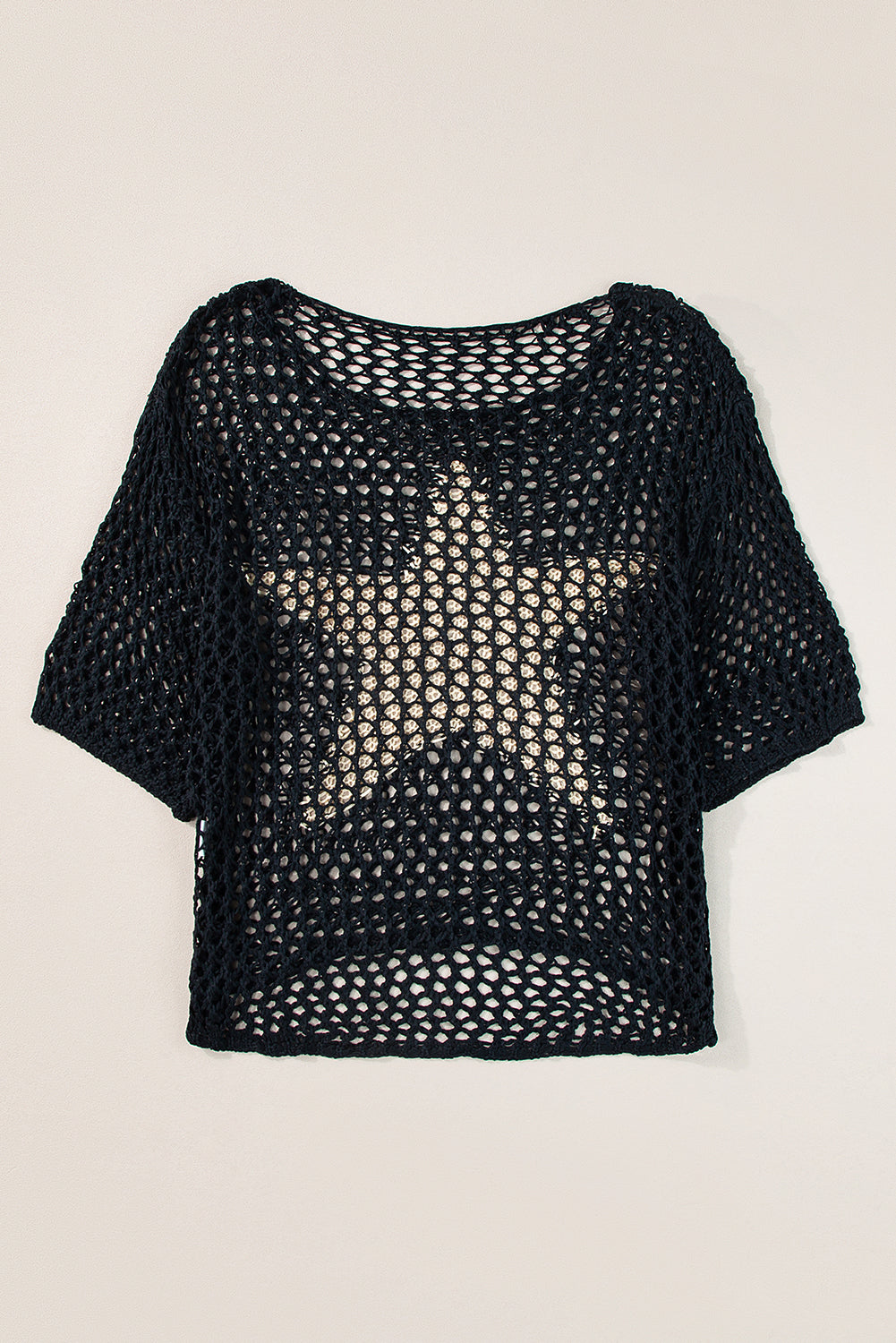 Black Star Graphic Crochet Knitted Summer Sweater Top