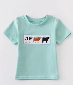 Sage Cow Embroidered