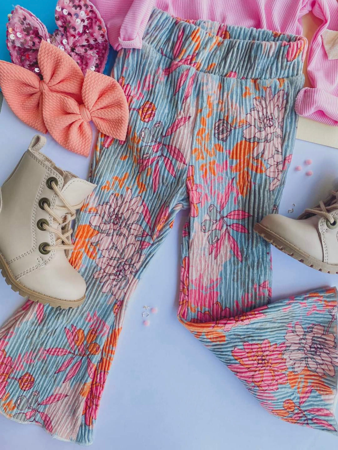 Pleated Floral Bell Bottoms KIDS