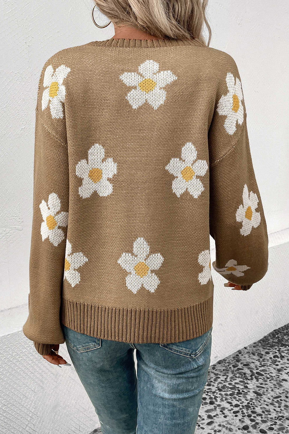 Floral Dropped Shoulder Sweater- ONLINE ONLY - ITEM MUST SHIP