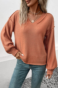 V-Neck Exposed Seam Sweater- ONLINE ONLY - ITEM MUST SHIP