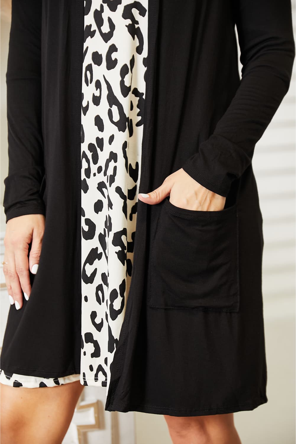 ITEM MUST SHIP Celeste Full Size Open Front Longline Cardigan with Pockets