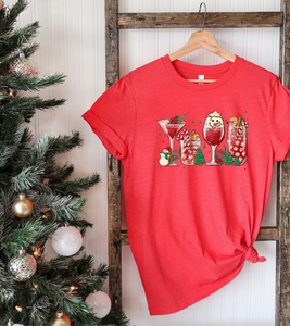 MUST SHIP- CHRISTMAS COCKTAIL TEE (BELLA CANVAS)
